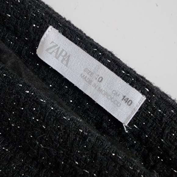 ZARA GIRLS SKIRT BLACK SILVER THREAD TWEED TEXTURED SZ.10 10YRS - Picture 6 of 9